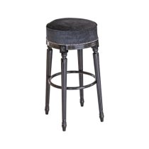 Georgian Bar Stool In Velvet Style Seat With Fluted Legs