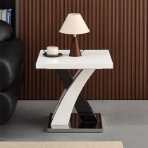 Axara High Gloss Lamp Table Square In White And Black