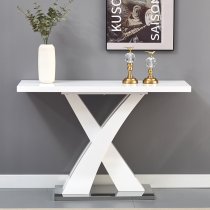 Axara Rectangular High Gloss Console Table In White