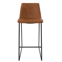 Berlin Caramel Maple PU Leather Bar Stools With Black Leg In Pair