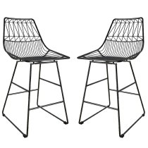 Auckland Black Metal Bar Chairs In Pair