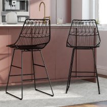 Auckland Black Metal Bar Chairs In Pair