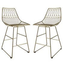 Auckland Gold Metal Bar Chairs In Pair