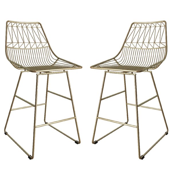 Auckland Gold Metal Bar Chairs In Pair