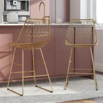 Auckland Gold Metal Bar Chairs In Pair