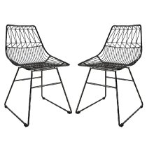 Auckland Black Metal Bistro Dining Chairs In Pair