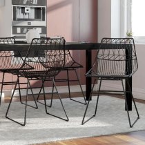 Auckland Black Metal Bistro Dining Chairs In Pair