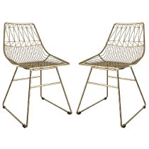 Auckland Gold Metal Bistro Dining Chairs In Pair