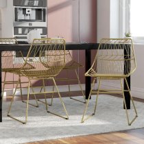 Auckland Gold Metal Bistro Dining Chairs In Pair