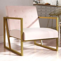 Ladson Velvet Bedroom Chair With Gold Metal Frame In Pink