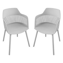 Celina Light Grey Resin Bistro Dining Chairs In Pair