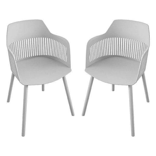 Celina Light Grey Resin Bistro Dining Chairs In Pair