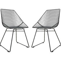 Eastlake Black Metal Bistro Dining Chairs In Pair