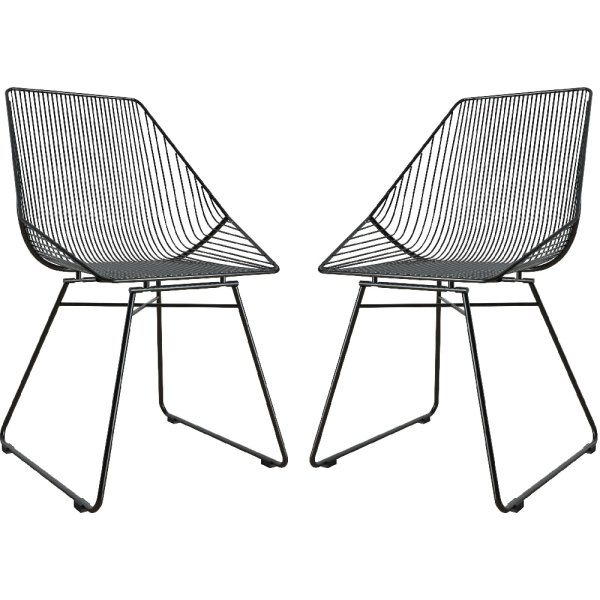 Eastlake Black Metal Bistro Dining Chairs In Pair