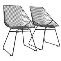 Eastlake Black Metal Bistro Dining Chairs In Pair