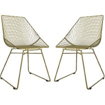 Eastlake Gold Metal Bistro Dining Chairs In Pair