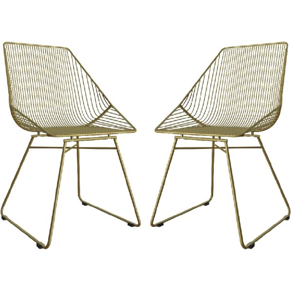 Eastlake Gold Metal Bistro Dining Chairs In Pair