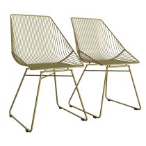 Eastlake Gold Metal Bistro Dining Chairs In Pair