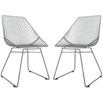 Eastlake Grey Metal Bistro Dining Chairs In Pair