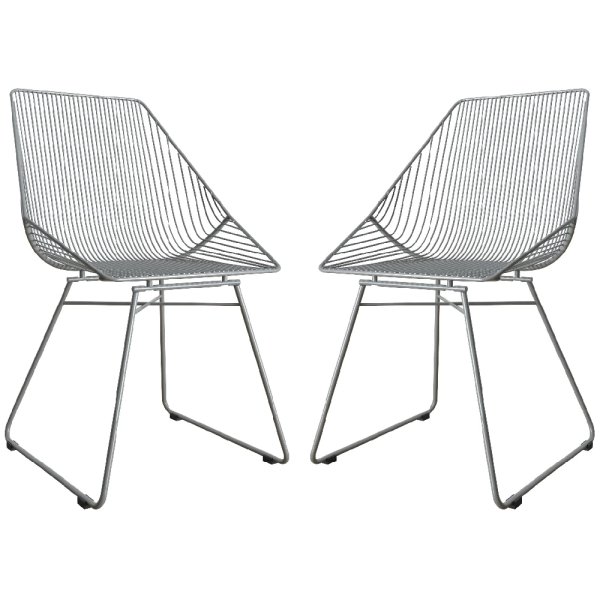 Eastlake Grey Metal Bistro Dining Chairs In Pair