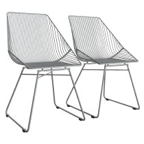 Eastlake Grey Metal Bistro Dining Chairs In Pair