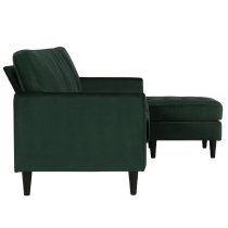 Sarnia Velvet Reversible Corner Sofa With Black Legs In Green