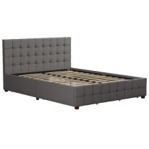 Elkhart Fabric Double Bed With 4 Drawers In Grey