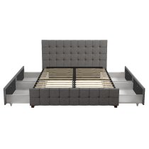 Elkhart Fabric Double Bed With 4 Drawers In Grey