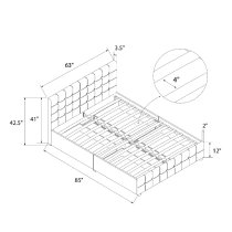 Elkhart Fabric King Size Bed With 4 Drawers In Grey