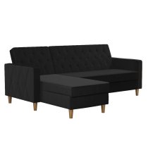 Lahaina Velvet Sofa Bed With Oak Legs In Black