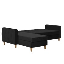 Lahaina Velvet Sofa Bed With Oak Legs In Black