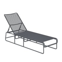 Natick Metal Adjustable Sun Lounger In Charcoal Grey