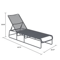 Natick Metal Adjustable Sun Lounger In Charcoal Grey