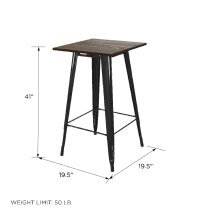 Findlay Wooden Square Bar Table With Black Legs In Brown