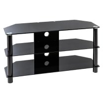 Estero Medium Glass TV Stand With Metal Frame In Black