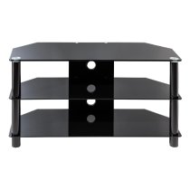 Estero Medium Glass TV Stand With Metal Frame In Black