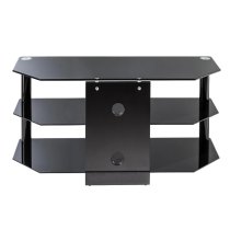 Estero Medium Glass TV Stand With Metal Frame In Black