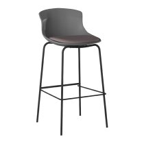 Hinton Grey Plastic Bar Stools With Fabric Seat In Pair