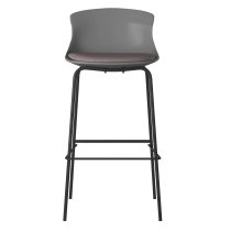 Hinton Grey Plastic Bar Stools With Fabric Seat In Pair