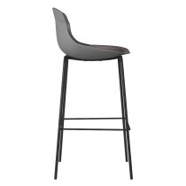 Hinton Grey Plastic Bar Stools With Fabric Seat In Pair