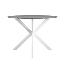 Modena Black Glass Dining Table With White Metal Frame