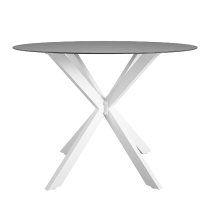 Modena Black Glass Dining Table With White Metal Frame