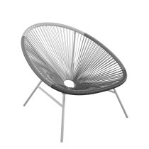 Tampere Black And Grey Woven Resin Outdoor Lounge Chair In Pair