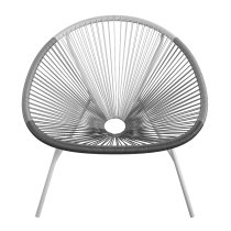 Tampere Black And Grey Woven Resin Outdoor Lounge Chair In Pair