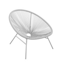 Tampere Light Grey Woven Resin Outdoor Lounge Chair In Pair