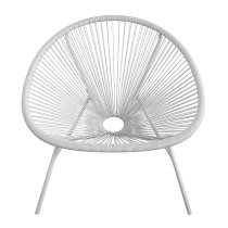 Tampere Light Grey Woven Resin Outdoor Lounge Chair In Pair