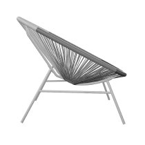 Tampere Woven Resin Outdoor Lounge Chair With Table In Black Grey