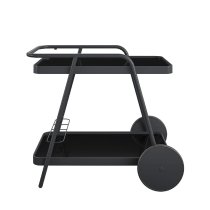 Palmer Black Glass Drinks Serving Trolley In Charcoal