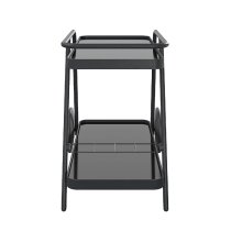 Palmer Black Glass Drinks Serving Trolley In Charcoal