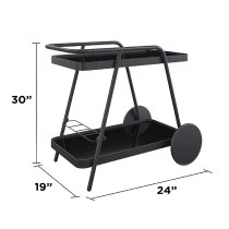 Palmer Black Glass Drinks Serving Trolley In Charcoal